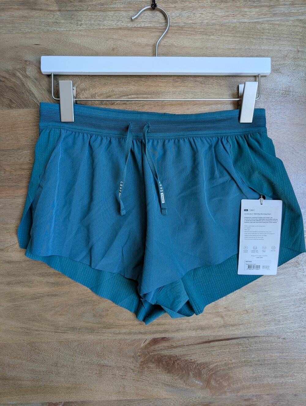 NWT LSKD Accelerate 3" Running Shorts Womens Small Teal Lined Mid Rise WSHT00532